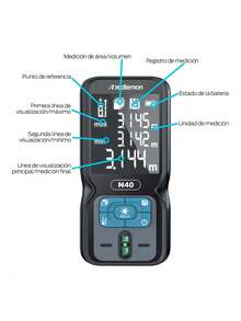 Redlemon Medidor Láser Portátil de 40 Metros. Telémetro para Distancia, Altura, Área y Volumen - Cuadrado - Ver 8