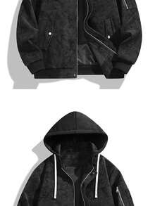 Men's Leather Jacket Autumn/Winter Casual Fashion Minimalist Outdoor Hooded Coat - Black - View 4