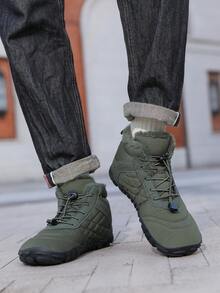Men's Snow Boots, Winter New Warm, Anti-Slip Cushioned Sole With Waterproof Upper, Thermal Lined Thick Interior, Suitable For Snowy Weather Travel And Tourism. - Army Green - View 7