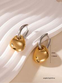 GEREIT 1 Pair 18K Gold Plated Stainless Steel Water Drop Polished Pendant Earrings - Teardrop - View 2