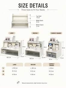 1pc Double Layer Desktop Organizer, Height-Increasing Storage Rack For Students And Office Workers, Can Store Cosmetics, Stationery, Books; Suitable For Dorms, Study Desks, Bedrooms, Home Offices, Fits Back To School And Autumn Semester - White - View 9