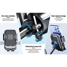1pc Bicycle Motorcycle Handlebar Phone Mount, Phone Clamp With Rotating Bracket, Compatible With 4.7-Inch To 7.2-Inch Smartphones, Easy And Quick To Take Out, Easy Installation, Anti-Shake And Anti-Vibration Electric Bike Scooter Riding Navigation Phone Holder - Black - View 10