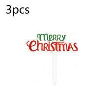 6件/3件/1件 聖誕快樂壓克力蛋糕裝飾插牌，紅綠字母聖誕派對蛋糕裝飾 - 彩色 - 查看 12