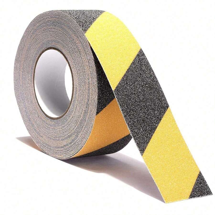RELIANCER Anti Slip Grip Tape 4inx60ft Non Skid Tread Tape With High Traction Grit Yellow & Black Marking Self-Adhesive Tape Hazard Caution Warning Tape For Stairs Steps Deck - 2" Yellow & Black - View 1