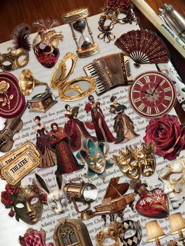 50pcs Vintage Concert Stickers For Scrapbook, Journal, Planner, Luggage, Phone Case, Notebook, Guitar, Skateboard, Computer Decoration