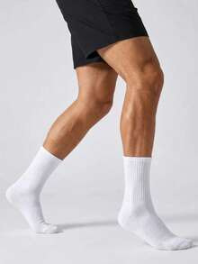 Driftmere 1/5 Pairs Mens Black White Sports Crew Socks, Solid Breathable Casual Athletic Socks, Comfortable Mid Calf Socks For All Seasons - Multicolor - View 3