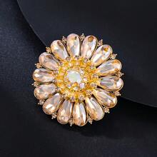 1pc Elegant Alloy Inlaid Sparkling Rhinestone Crystal Glass Sunflower Shaped Decorative Brooch Suitable For Women Party Wear - Sunflower - View 2