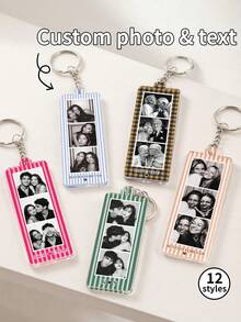 1pc Customized Mini Photo Film Strip Keychain, Movie Film Photo Key Ring, Personalized 3-Photo Keychain, Gift For Boyfriend Girlfriend, Best Friend, Bag Charm, Commemorative Accessory, Gift For Her/Him - Multicolor - View 1