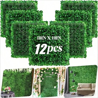 12/20pcs Artificial Plant Wall, Artificial Turf, Decorative Plant Lawn, Suitable For Home, Garden, Yard, Party Decoration, Artificial Plants And Greenery