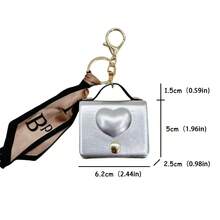Heart-Shaped Coin Purse Keychain With 3D Embossed Design, Square Shape, Can Hold Coins, Earphones, And Small Items, Bag Accessory, Versatile For Various Occasions, Full Of Unique Design, A Must-Have For Fashion Girls, A Light Luxury Accessory For Fashionistas - Red - View 11