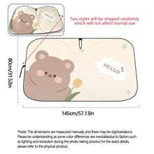 1pc Cute Bear & Rabbit Car Sun Shade, Universal Summer Car Sun Visor, Heat Insulation & UV Protection, Double Ring Front Windshield Sunshade - One Size Fits All - View 11