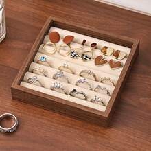 1 Stück Mehrfach-Fach Walnussfarben Vintage Minimalistisches Massivholz Samt Quadratisches Schmuckaufbewahrungs-Tablett, Ring & Ohrring Organizer, Schmuckdisplay-Tablett, geeignet für Schminktisch-Aufbewahrung, Schmuckladen-Display, Schlafzimmer-Schreibtisch-Dekoration, Geschenkverpackung - Verschiedenfarbig - Übersicht 9