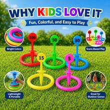 Color Recognition Ring Toss Game Outdoor Throwing Circle Toy Family Competitive Backyard Garden Interactive Educational Toy For Kids Birthday Gift Summer Holiday Outdoor Activity Party Present - Multicolor - View 10