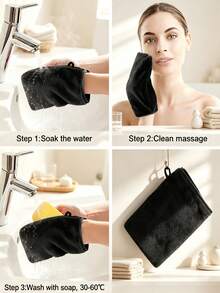 1/2 Piezas Guante de Microfibra Ultra Suave para Eliminar Maquillaje - Guante de Limpieza Facial Reutilizable para Maquillaje a Prueba de Agua | Paño de Lavado Facial Exfoliante Suave para Piel Sensible, Herramienta de Belleza y Cuidado de la Piel para Spa Diario en Casa, Viajes y Regreso a la Escuela - Multicolor - Ver 7