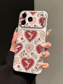1 buah Casing Ponsel Kulit Tekstur Leci Motif Bunga Hati Merah untuk Anak Perempuan, Lapisan Perak Matte, Perlindungan Penuh 2mm, Anti Jatuh, Lubang Presisi Kreatif, Jendela Tampilan Besar, Lensa Instan 18PM, Casing Lembut untuk Penggunaan Sehari-hari, Cocok untuk iPhone 18Pro/18Promax/17/17Pro/17PROMAX/16/16Pro/16PLUS/16PROMAX/15/11/12/13/14/15Pro/14Pro/13Pro/15PROMAX/14PROMAX/13PROMAX - MultiWarna - View 3