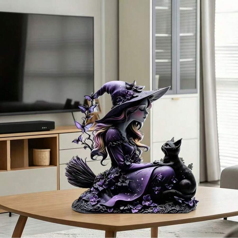 1件紫色蝴蝶仙女壓克力平面裝飾品，萬聖節節日居家裝飾