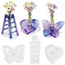 Cetakan Silikon Alas Vas Tabung Reaksi yang Dapat Diganti, Termasuk Bentuk Hati, Kupu-kupu, Tangga, dan Bentuk Lainnya, Cocok untuk Pembuatan Lem Tetes Resin Epoksi, Dekorasi Meja, Dekorasi Bunga Kreatif Buatan Tangan DIY - B - View 12