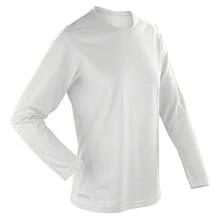 Spiro Ladies/Womens Sports Quick-Dry Long Sleeve Performance T-Shirt - White - View 2