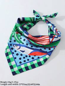 Women's Fashion Summer Beach Ocean Tropical Fish & Coconut Tree Print Scarf Accessory, Polyester, For Beach, Seaside, Daily - Multicolor - View 5