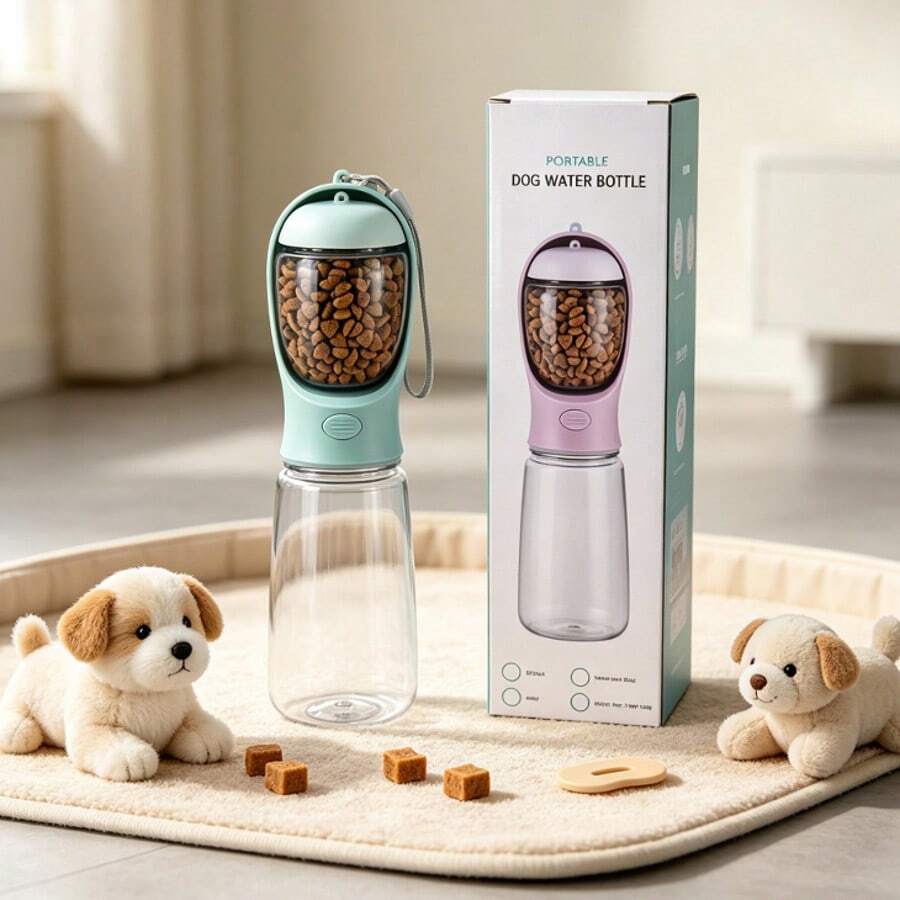 Mint Blue Portable Pet Outdoor Water & Food Bowl