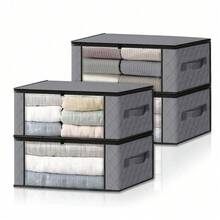 1/3/4pcs Set Foldable Storage Bags With Large Transparent Window And Sturdy Handles, Suitable For Closet, Dorm, Pillows, Bedding, Clothes, Blankets, 35L, Gray - Multicolor - View 9