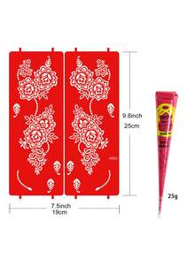 STARTTOOS 11PCS (5pcs Henna Paste + 6pcs Hollow Stencil) Combo Pack Henna Body Art Tattoo Cream Semi-Permanent Tattoo Ink For Wrist And Body, Long-Lasting Color Semi-Permanent Plant-Based Tattoo Ink - Multicolor - View 8