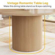 LITTLE TREE 119cm Round Farmhouse Dining Table For 4 Metal Base Modern Kitchen Dinner Table For Dining Room - Oak - View 5