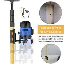 High Hardness Wear Resistant Telescopic Support Rod 1.04–4 Metre Adjustable Lifting Bracket, 5/8 Inch Laser Level Fitting Interface, Not Prone To Fracture – For Ceiling Works, Wall Plastering, Window/Door Installation,  And Stair Setting Out - A - View 3