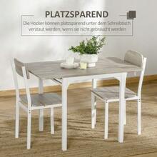 3-Piece Dining Set With 2 Chairs And 1 Table, Foldable Tabletop 120 X 60 X 75 Cm, Steel MDF Natural White, Ideal For Kitchen & Dining Room - Natural Color - View 6