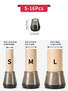 4/8/16pcs Chair Leg Floor Protectors, Thickened Felt Bottom, Non-Slip Reusable Chair Leg Caps, Furniture Glides, Anti-Scratch, Noise-Reducing, Suitable For All Furniture Legs And Hardwood Floors - Transparent Black - View 18