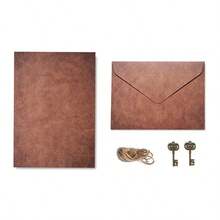 Vintage Stationery Paper And Envelope Set - 24 Sheets Classic Aged Style Letter Paper Stationery Set For Writing Letters And Invitations, With 12 Old-Style Kraft Paper Envelopes, Rope Decor Accessories And Pendants - A - View 13