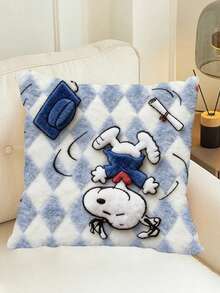 1PC Snoopy Square Cushion, With A Soft Pink Base Color, For Office Chair Backrest, Bedroom Soft Furnishings, Cute Cartoon Themed Throw Pillow. Does Not Include The Pillow Core. - Multiple Styles - View 10