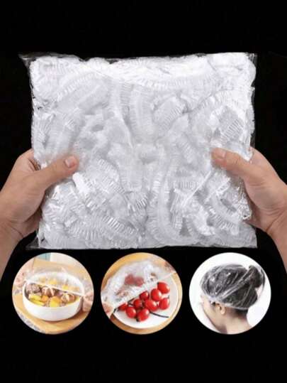 50/100/200pcs Colorful Elastic Food Storage Film, Reusable Self-Sealing Bowl And Plate Covers, Multi-Functional Kitchen Essentials, Waterproof Shower Caps, Home Food Preservation Supplies, Suitable For Home And Ramadan Use