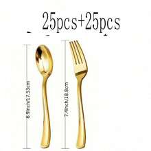 Internet Celebrity Luxury Gold Western Tableware Set, Mirror Polished Thickened Dinner Fork And Soup Spoon, Suitable For Steak, Pasta, Home, Picnic, Banquet, Plating, High-End Gift, Self-Use, Universal - Gold - View 13