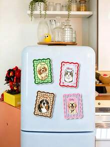 Personalized Pet 2D Flat Portrait Fridge Magnet, Customized Dog Cat Photo Magnetic Sticker, Pet Lover Gift, Pet Owner Gift, Dog Mom Magnet, Mother's Day Gift, Unique Pet Owner Gift, Home Kitchen Decor - Multicolor - View 6