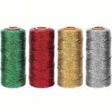1/4 Roll Christmas Metallic Ribbon, Gold, Silver, Red, Green Gift Wrapping Cord, Holiday Craft Supplies, Suitable For Parties, Elegant Packaging, Metallic Luster, Smooth Texture, Durable Material, Ideal For Event Planners And Craft Enthusiasts - A - View 9