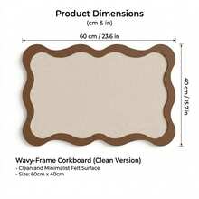 1pc Large 23.6x15.7 Inch Wavy Frame Felt Bulletin Board, Aesthetic Fan-Shaped Edge Felt Pinboard, Self-Adhesive Photo Display & Memo Vision Board, Suitable For Home Office And Room Decor - A - View 3