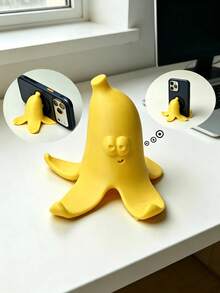 1pc Cute Banana Peel Phone Stand, Funny Cartoon Banana Peel Phone Holder, Portable Desktop Phone Holder, Creative Desktop Decor Small Gift - Banana Peel - View 2