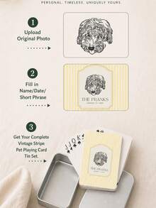 Custom Line Art Pet Playing Cards, Custom Sketch Portrait From Your Pet Photo, Personalized Names Text. Elegant Custom Poker Set, Unique Keepsake Gift For Pet Lovers, Suitable For Family Game Nights, Party Entertainment And Special Occasion Souvenirs - Multicolor - View 4