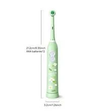 1支旋轉式電動牙刷附4個刷頭，含2顆AAA電池，卡通綠色電動牙刷，智慧清潔電池式電動牙刷，軟毛，多種花紋 - 綠色 - 查看 11
