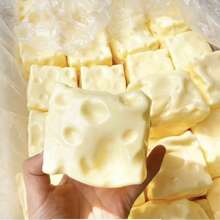 Tachimi 1pc New Giant Cheese Filled Squishy, Square Cheese Ball Squeeze Toy, Realistic Bread Texture, Slow Rebound TPR Shell, Super Stress Relief, Large Slow Rebound Squishy Toy - Multicolor - View 5