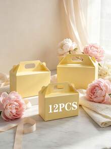12/6PCS/Valentine's Day Triangular Gift Box, Easter Gift Box, Colorful Paper Candy, Snack, And Cake Gift Box, Suitable For Birthdays, Back-To-School, Wedding Party Favors, 6 X 3.5 X 3.5 Inches (Pastel). - Yellow - View 17