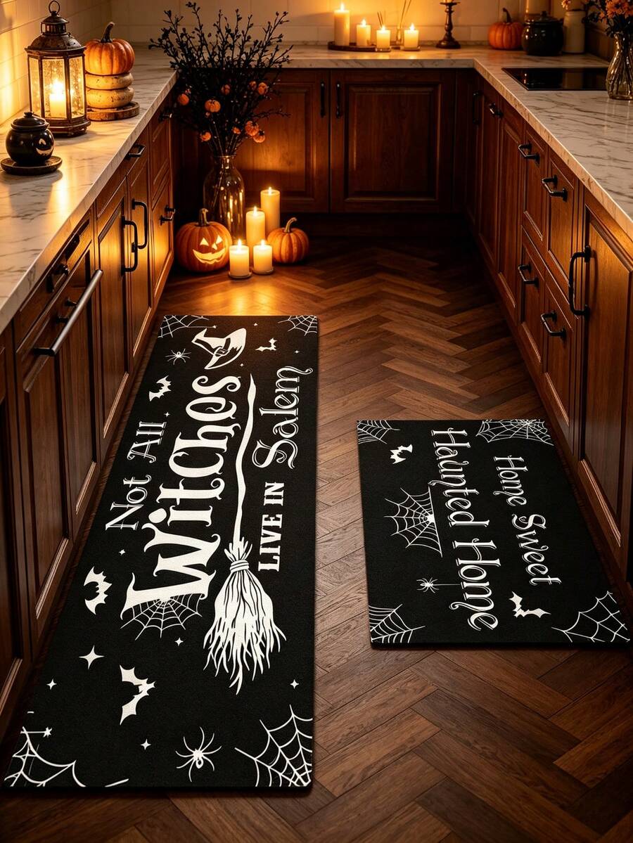 1/2 buah Keset Motif Sapu Ajaib Halloween, Keset Tanah Diatom Vintage, Sangat Menyerap, Anti Selip, Sempurna untuk Kamar Mandi, Dapur dan Ruang Makan, Cepat Kering, Dapat Dicuci dengan Mesin, Hadiah Sempurna untuk Dekorasi Rumah dan Keset Kamar Mandi - MultiWarna - View 1
