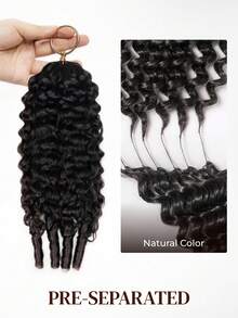 ARABELLA Curly Crochet Hair Extensions, Natural Color, 100% Human Hair, Knotless Feather Hair Extensions, 14-24 Inches, Handmade Pre-Looped Crochet, Pre-Bundled Invisible Miracle Knot Hair Extensions, Lightweight And Reusable - SNatural - View 8