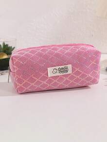 1PC Sequin Diamond-Pattern Pencil Case, For Storing Study And Office Desk Items,Back To School Portable Stationery Pouch For Students - Multicolor - View 7