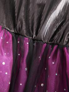 2PCS Black & Purple Halloween Girls Dress, Matching Witch Broom, Suitable For Halloween Party, Carnival Party, Friends Gathering, Birthday Party, Stage Performance And Other Large Holiday Events - Purple - View 7
