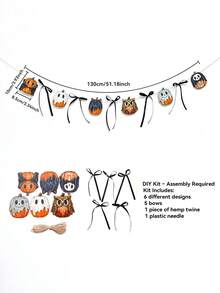 1 Stück Halloween Kürbis Geist Eule Totenkopf Hängendes Banner mit Schleifen, gotische Kamin Wanddekoration Dreieckige Flaggen, Vintage Hexe Bauernhaus Veranda Wanddekoration, gruselige Herbst Samhain dunkle gotische Feiertags Innen- und Außen Party Heimdekoration - Mehrfarbig 2 - Übersicht 4