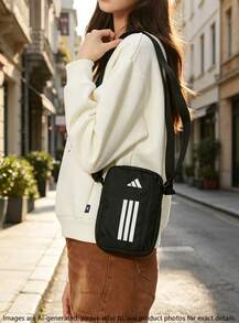 Adidas 男女通用 2026 新款斜挎包 POWER ORGANIZER 極簡休閒舒適日常單肩包 JZ7085 - 黑色/白色 - 查看 1
