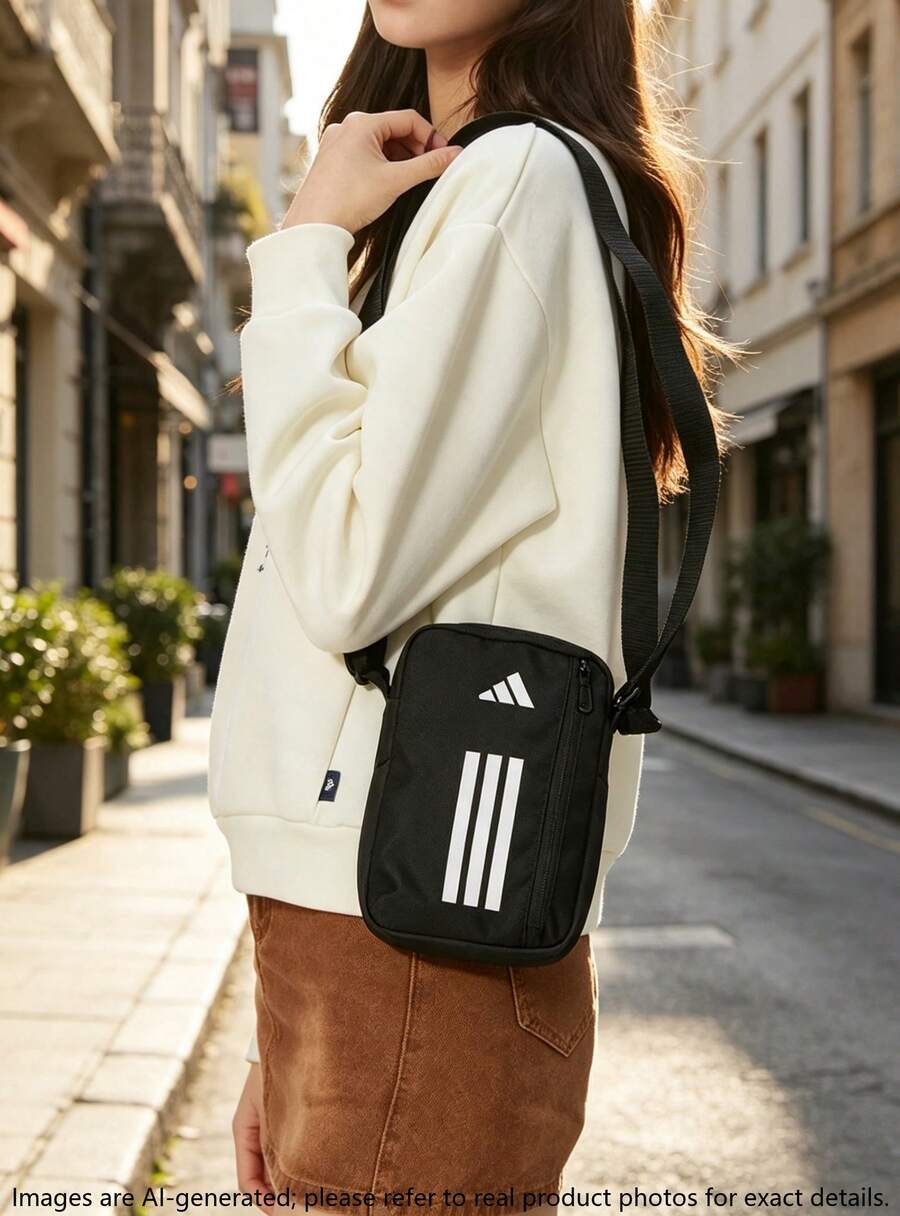 Adidas 男女通用 2026 新款斜挎包 POWER ORGANIZER 極簡休閒舒適日常單肩包 JZ7085 - 黑色/白色 - 查看 1