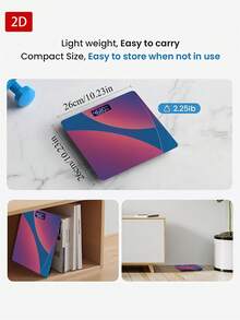 1pc Blue Purple Streamlined Body Weight Scale/Suitable For Small Scale, Home Scale, Portable Scale, Compact Scale, Bathroom Scale/Easy To Use/Max Capacity 400lbs/180kg, Tempered Glass Surface, Temperature Detection, Uses AAA Batteries (Not Included) - Multicolor - View 5